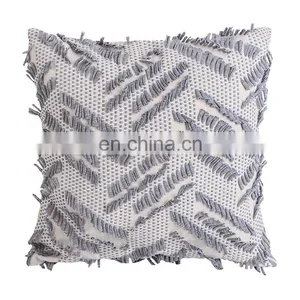 Boho Style Colorful Hand Block Indian Pillow Cover Decorative 18X18" Embroidery Chindi Cushion Cover thumbnail-2