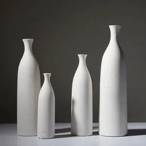 Grace Elegant Large White Hand Made Simple Ceramic Vase For Coffee Shop Living Room thumbnail-3