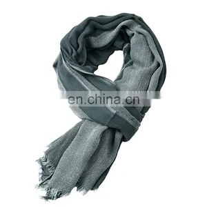 Men's Scarf Autumn/winter 2019 Cotton and Linen Yarn-dyed Scarf thumbnail-3