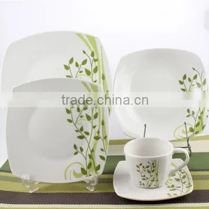 20 Pcs Porcelain Dinner Set With Part Decal Square Ceramic 20 Pcs Dinner Set thumbnail-1