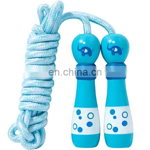 Kids Skipping Rope Cable for Children Workout Equipments Aerobic Exercise Woodend Hand Shank Jumping Rope thumbnail-1