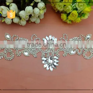 Bling Bling Clear Glass Stone Embroidery Sew on Rhinestone Patch thumbnail-3