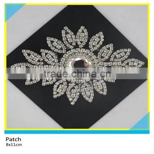 Hotfix Crystal Rhienstone Decals Bling Bling Rhinestone Cup Chain Applique 9x9cm thumbnail-6