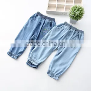 Girls Jeans 2016 Spring New Style Haroun Pants Kitten Embroider Closed Foot Trousers Kids Pants thumbnail-1