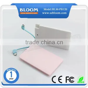 With Charging Cable Power Bank 4000mah for Iphone ,cheapest Oem Brand Credit Card Power Bank 4000mah for Iphone thumbnail-1
