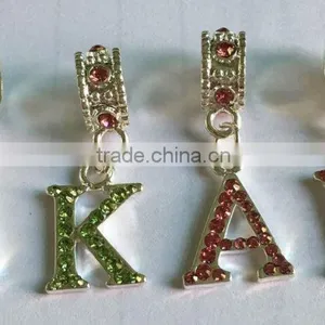 Wholesale Pink and Green Crystal Letter AKA Charm Bead Dangle for Sorority Jewelry 2016 thumbnail-1