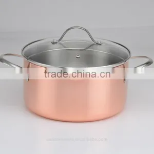 2015 New Item Tir-ply Copper Casserole With Glass Lid thumbnail-1