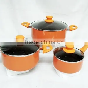 New Ceramic and Orange Marble Coating Press Aluminum Casserole Pot With Comfortable Handles Quality Choice thumbnail-4