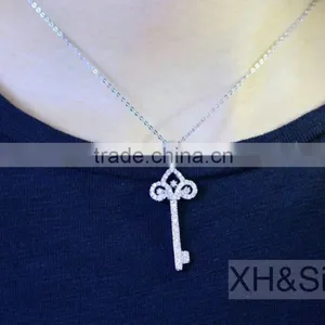 925 Sterling Silver Elegant Jewelry With Diamond Pendant Necklaces thumbnail-1