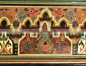 Moroccan Hand Painted Wood Table Border thumbnail-1