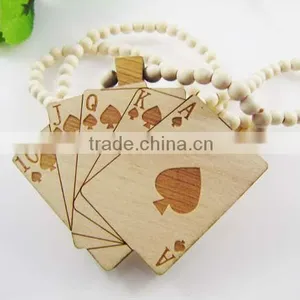Wood Poker Pendant Necklace thumbnail-1