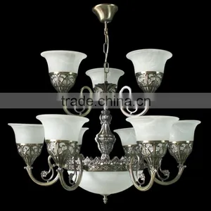 Large Bronze Chandelier Coozen Wrought Iron Retro Rustic Lighting Fixture thumbnail-2
