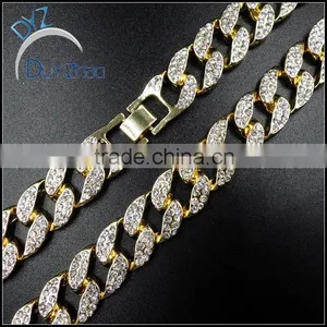 Hip Hop Gold Cuban Chains, Diamond Men's Cuban Chain Necklace Quality Choice thumbnail-2