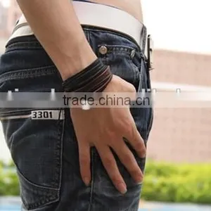 Men Bracelet Leather Male Leather Bracelet Leather Charm Bracelet thumbnail-2