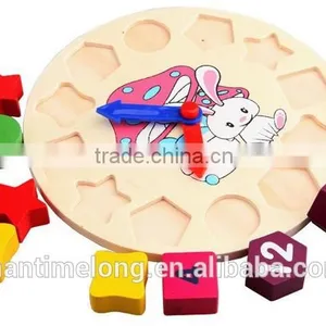 Wooden Toy Digital Geometry Clock Children's Educational Toy Building Blocks thumbnail-4