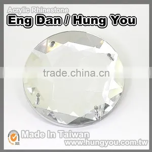 4 Holes 30mm Round Synthetic Gemstone With AB Coating thumbnail-1