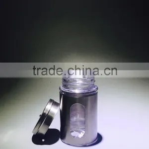 2016 New Design Fashionable Houseware Spice Glass Storage Jar With Stainless Steel Sleeve thumbnail-1