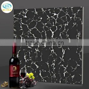 60x60 Luxury Black Pilates White Marble Double Charge Vitrified Porcelain Floor Tile thumbnail-1