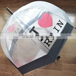 Wholesale Best Quality Love Sahpe Printed Transparent Umbrella China Supplier thumbnail-2