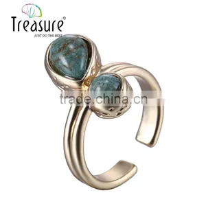 2016 Chinese Wholesale Green Stone Mosaic Gold Plating Ring Jewelry thumbnail-1