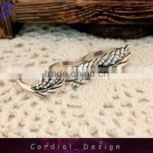 2013 New Products Alloy Ring Fashion Leaves Interlocking Rings Jewelry For Young Women thumbnail-1