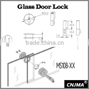 MS108-XX Glass Door Exhibiting Lock Refrigerator Door Lock thumbnail-6