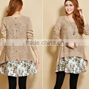 D96047t Spring Maternity Clothes Plus Size Maternity Dress Loose Fashion Long Sleeve Maternity Skirt thumbnail-1