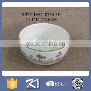 Interesting Rooster Theme Pringting Stoneware Ceramic Bowls thumbnail-1