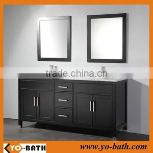 60 Inch Solid Wood Bathroom Cabinet Double Sink With Marble Countertop thumbnail-1