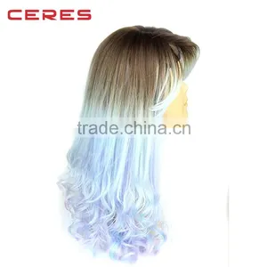 Cheap Raw Two Tone Color Synthetic and Human Hair Mix Lace Front Wig thumbnail-6