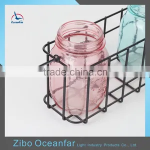 Hot Sale Colored Jars Drinking Mason Glass Metal Stand 16oz Mason Jars Wholesale thumbnail-3