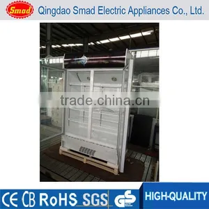 Supermarket Showcase Refrigerators Vertical Refrigerated Showcase Two Door Beverage Coolers thumbnail-1