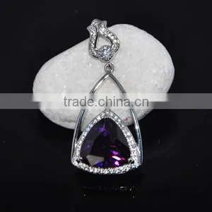 Wholesale Fashion Jewelry With Glass Stone/brass and Silver Pendant Necklace thumbnail-3