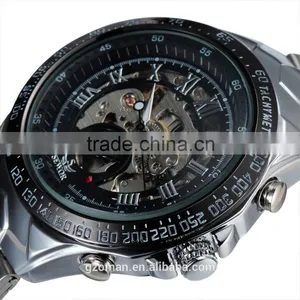 Sewor Silver Stainless Steel Mens Automatic Wrist Watch Casual Bracelet Mechanical Watch thumbnail-3