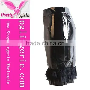 Leather Look Mini Skirt 2016 Women Fashion Pencil Mini Skirt Mature Woman Leather Skirt With Lace thumbnail-3