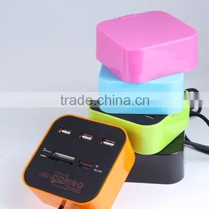2016 Inovative Products Top Quality Logo Printed 3 Port USB Hub Card Reader, USB2.0 HUB With Cable thumbnail-5