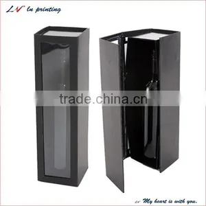 Custom High Quality Concise Bright Wine Box With PVC Window Wholesale thumbnail-1