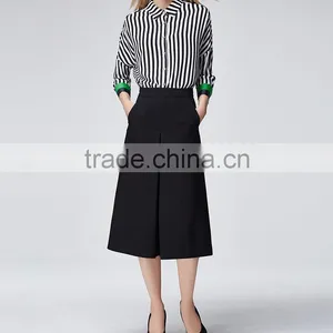 China Supplier Online Shopping New Arrival Fashion Black High Waisted Women Wide Leg Pants thumbnail-2