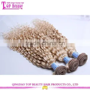 Wholesale Cheap High Quality Long Curly Hair Weave 100% Virgin Indian Human Hair 613 Blonde Hair Weave thumbnail-2