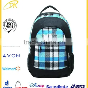 High School Oversized Blue Plaid Multi Compartment Backpack for School, Middle School Backpack thumbnail-1