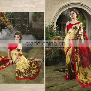 Zari Blouse and Orange Color Womaniya Designer Sarees Collections thumbnail-3