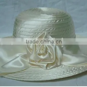 Woman White Satin Church Hats thumbnail-2