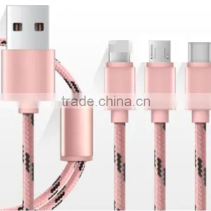 Fashionable 3 in 1 Cable USB Cable With Braid Charging Cable thumbnail-1