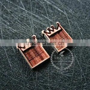 8mm Setting Size Vintage Style Natual Log Wood Bezel Imperial Crown Square Pendant Setting DIY Findings Supplies 1431028 thumbnail-2