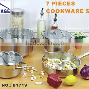 Popular Modern Kitchen Cabinet Item Tri-ply Cookware Set With Cast Stainless Steel Handle thumbnail-1