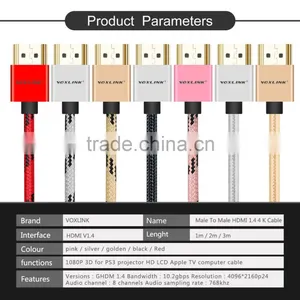 VOXLINK Metal Head1m/1.8m/3m OEM HDMI 1.4v 19 + 1 to HDMI 1080P 4K Cable for TV Monitor thumbnail-3