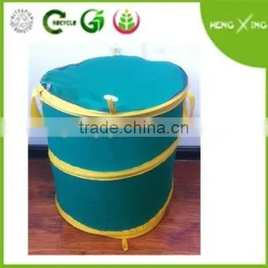 Green Folding Wood Laundry Hamper ,storage Box,canvas Tool Bags thumbnail-1