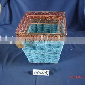 Blue Paper Rope and Iron Frame Square Storage Raffle Basket thumbnail-1