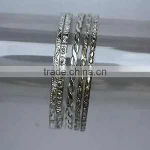 Silver Plated Brass Bangles With Patterns thumbnail-1