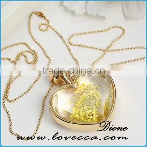 Women Dry Flowers Plant Terrarium Glass Pressed Flower Necklace thumbnail-1